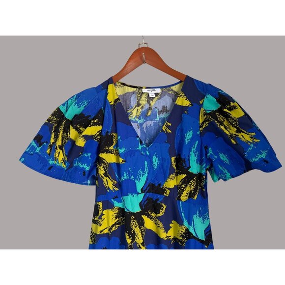 Christopher John Rogers V-Neck Maxi Dress With Flutter Sleeves & Bold Abstract P - Picture 2 of 9